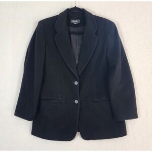 Vtg Rafaella Women's Black Tweed Blazer Sz 10 Wool Cashmere Nylon Blend Academia